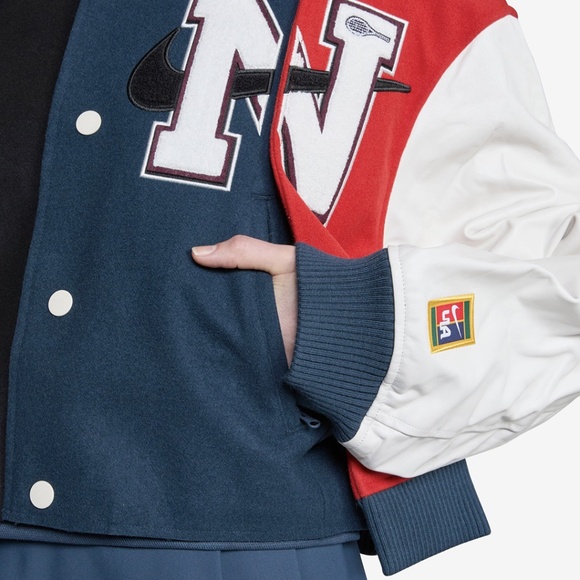 Nike x Yoon Ahn Oversized Varsity Jacket Women’s Medium Wool Blend & Leather - Picture 5 of 16